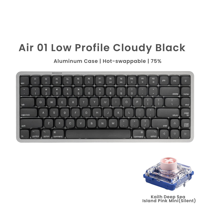 Akko Air 01 Mechanical Keyboard 75% 84-Key Mac Layout Custom Low Profile Hot-swappable RGB Tri-mode Keyboard Gasket Aluminum