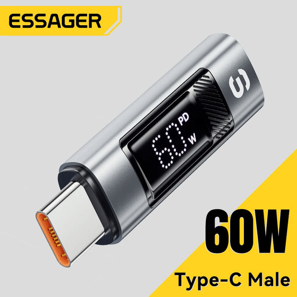 ឧបករណ៍ភ្ជាប់ Essager Type C ទៅ Lighting OTG អេក្រង់ឌីជីថល PD 60W សាកថ្មលឿន Lighting ទៅ Type C សម្រាប់ iPhone 15 14 13 12