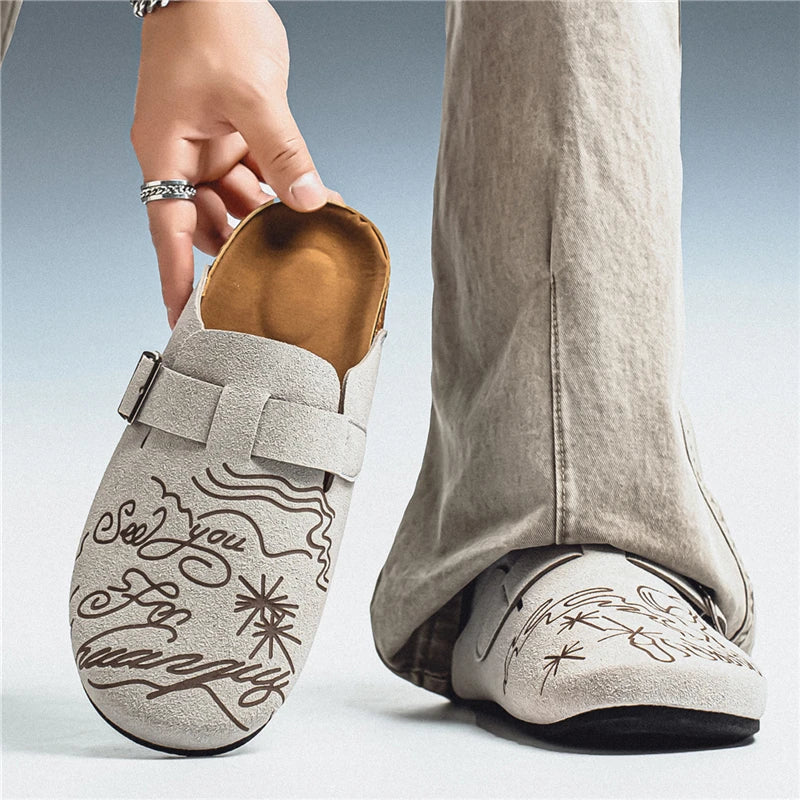 Men's Mules Casual Slippers Summer new Breathable lightweight outdoor walking shoes fashion youth comfort non slip semi slippers