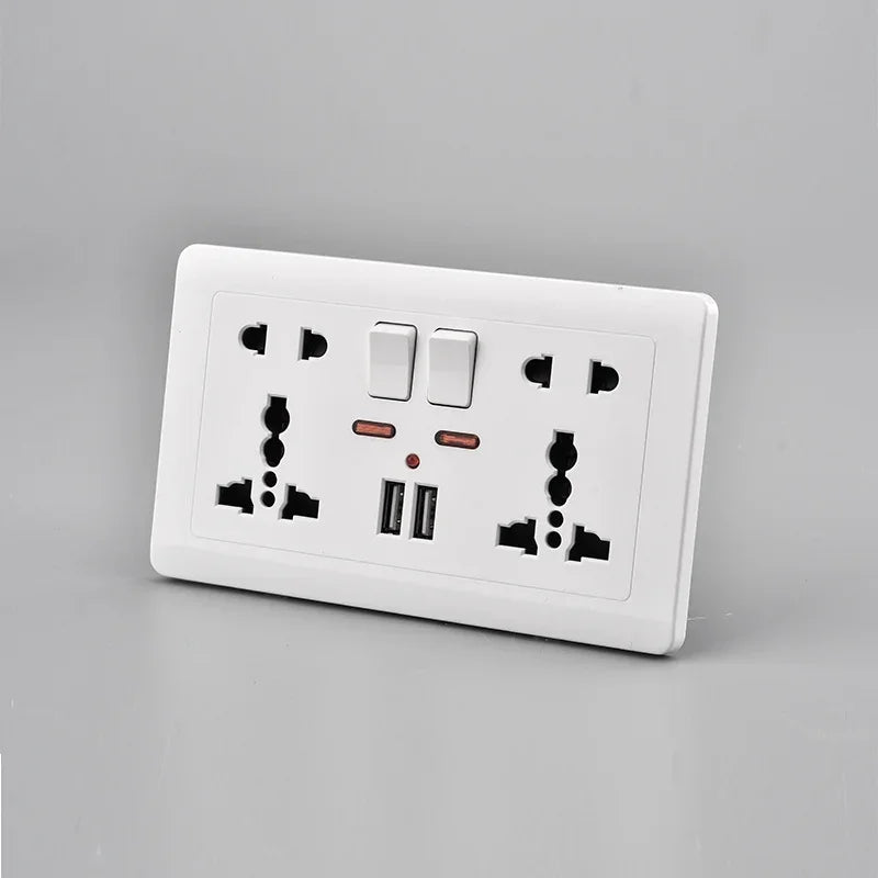 Depoguye White USB Plug Wall Sockets,Universal 10-hole Power Socket,  Sockets and Switches, Socket with Usb Charging AC110V-250V