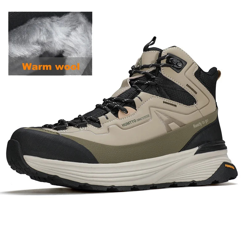 HUMTTO Keep Warm Snow Boots for Men 2024 Trainers Winter Men's Sneakers Leather Hiking Shoes Outdoor Casual Trekking Boots Man