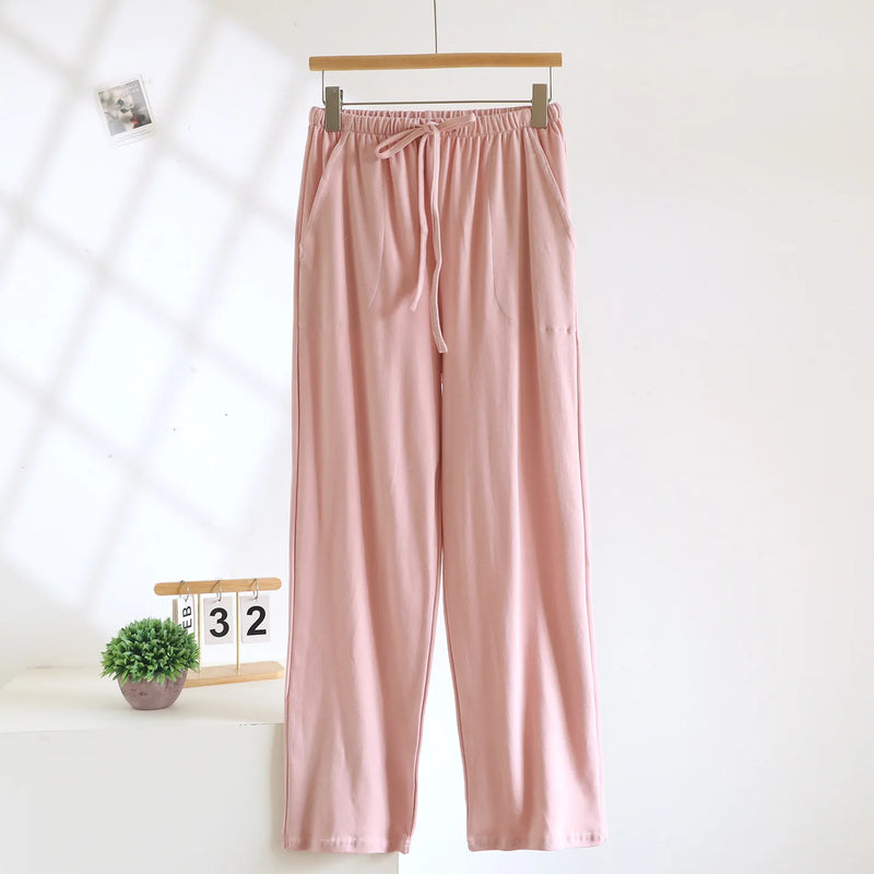 ខោគេងសម្រាប់ស្លៀកគេង ខោ pajama កូរ៉េ 100% កប្បាស ខោសម្រាប់ស្ត្រី រដូវផ្ការីក រដូវស្លឹកឈើជ្រុះ ខោ pajama ខោសម្រាប់ស្ត្រី