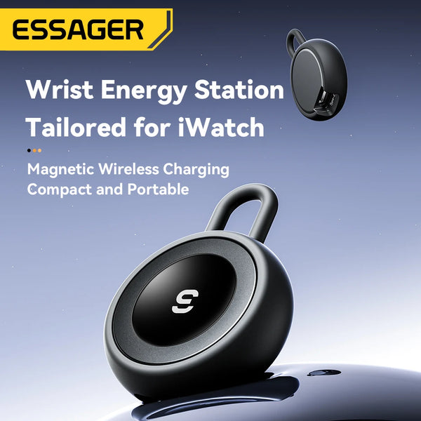 ឆ្នាំងសាកឥតខ្សែ Essager សម្រាប់ iWatch ចល័ត USB ប្រភេទ C ឆ្នាំងសាកលឿនសម្រាប់ iWatch Series 9 8 7 6 5 Ultra 2 SE