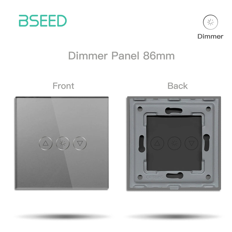 BSEED Touch Light Switch 1/2/3Gang Dimmer Switch Function Parts Glass Panel Gray EU Wall Socket Plug DIY Free Combination