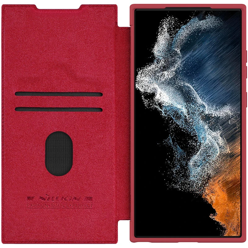 For Samsung Galaxy S23 Ultra Case NILLKIN Leather Qin Leather Case Slide Camera Case For Samsung S23/ S23 Plus Flip Cover