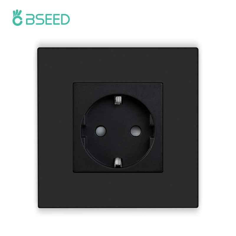 BSEED 1/2/3Gang 1Way Button Light Switch With Wall EU Socket Power Outlets Plastic Panel Mechanical Wall Light Switch On Off