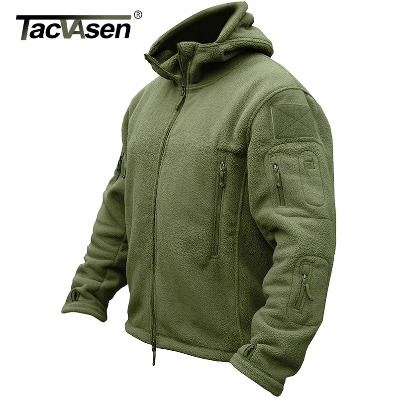 TACVASEN Men's Hoodie Fleece Jacket Fall Winter Warm Full-Zip Outdoor Hiking Working Camping Coat with Multiple Zippered Pockets