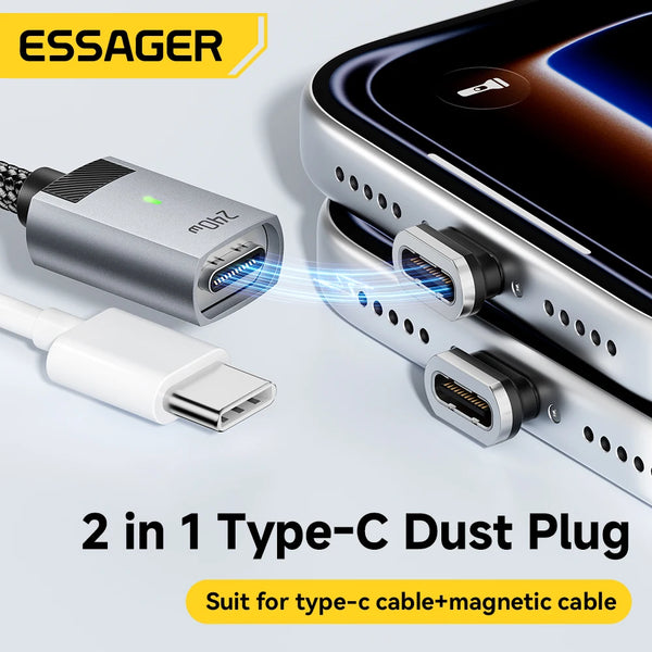 ខ្សែសាកម៉ាញេទិក Essager 240W E Marker USB C ទៅ Type C ខ្សែ PD3.1 សាកថ្មលឿនសម្រាប់ iPhone 17 16 Samsung S25 iPad កុំព្យូទ័រយួរដៃ