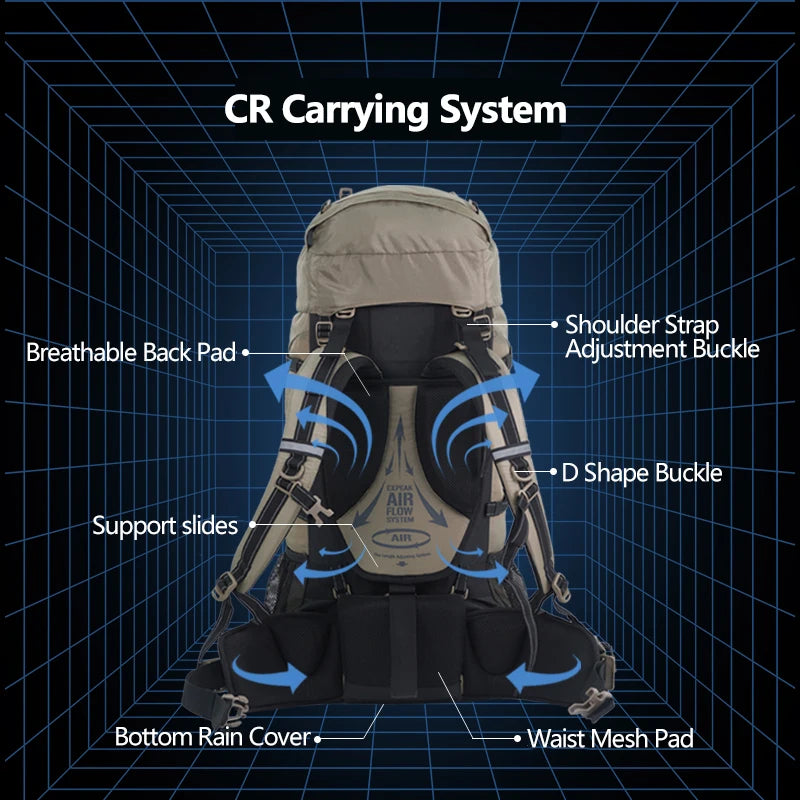 Naturehike 70L+5L Backpack Professional Outdoor Camping Hiking Travel Large Capacity Mountaineering Shoulder Bag