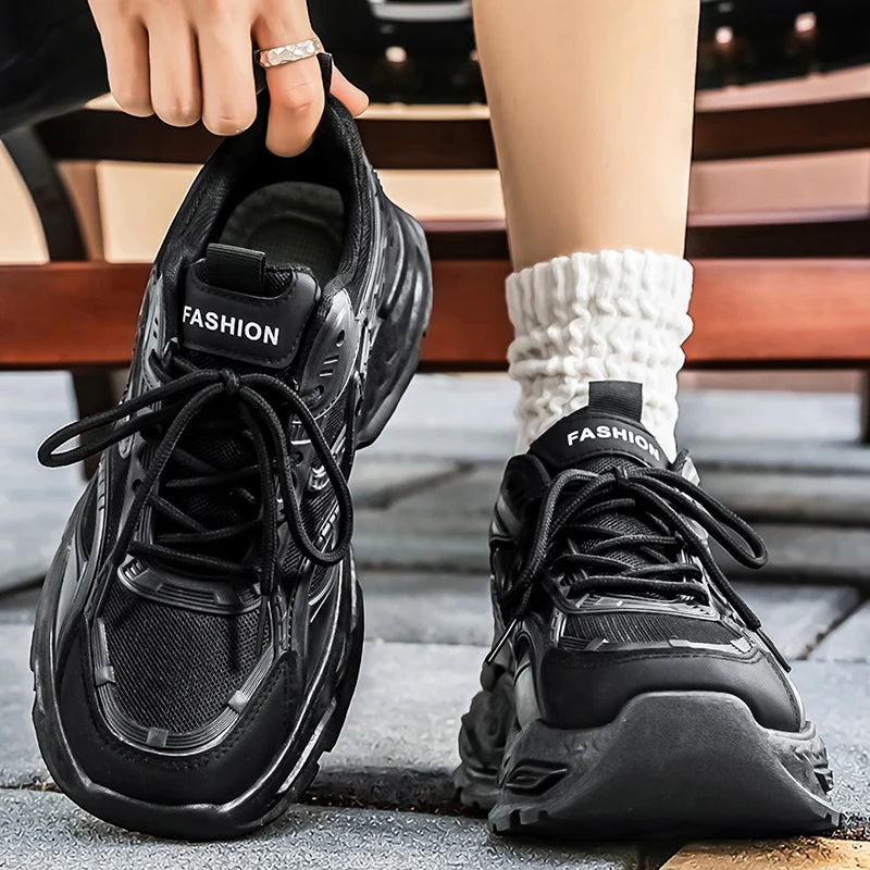 Chunky sneakers four seasons men's breathable light soft sole comfort outdoor running shoes fashion students speed sports shoes