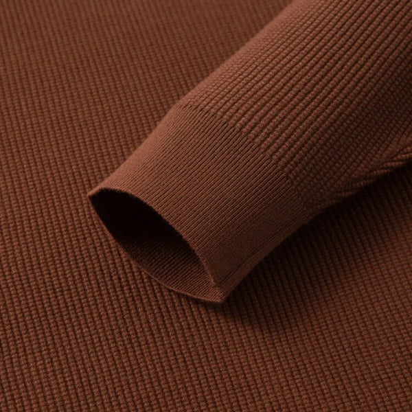 Men's Thin Knit Short Sleeve Polo Shirt, Rayon Blend Fabric, Soft Touch, Business Casual Style, Dark Brown, Slim Fit Top