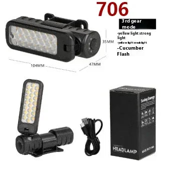 ចង្កៀងមុខ LED អាចសាកបាន ចង្កៀងមុខភ្លឺខ្លាំង មាន 6 របៀប ចង្កៀងមុខការពារទឹក ពិលសម្រាប់បោះតង់