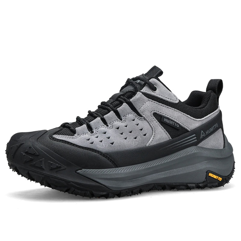 HUMTTO Winter Outdoor Hiking Sneakers Mens Genuine Leather Trainers Breathable Casual Shoes for Man Anti-slip Trekking Shoes Men