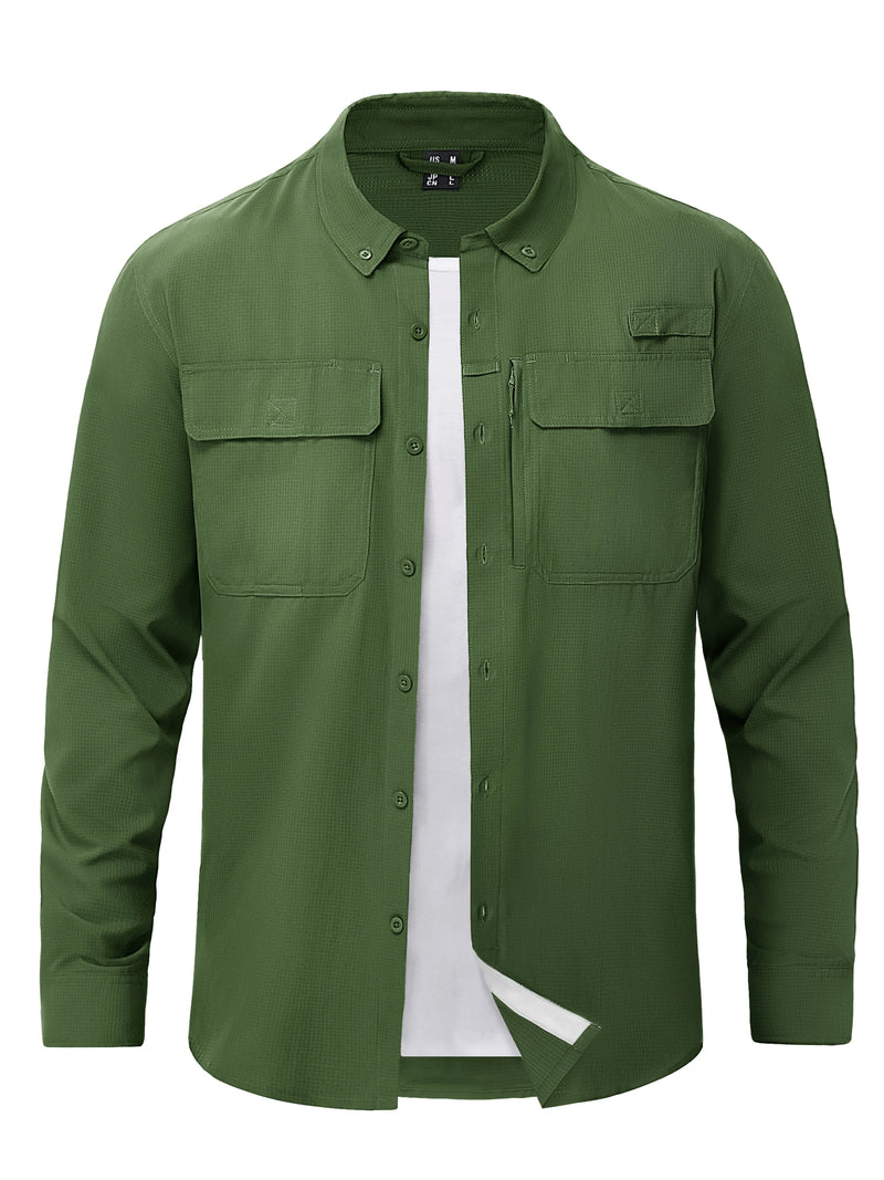 TACVASEN Button Down Fishing Shirts Mens UPF 50+ Quick Dry Long Sleeve Breathable Shirts Outdoor Work UV Sun Protection Shirts
