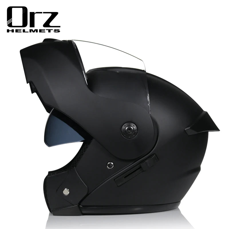 ORZ DOT Certification ORZ Motorcycle Helmet Double Lens Cross Section Helmet Safety Modular Flip Helm Unisex Helmet With Visor