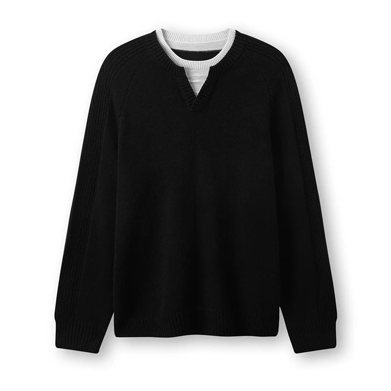 Semir Men Knit Sweater Layered Look Crew Neck Panel Design Raglan Sleeve 2026 New Winter Daily Wear Urban Casual Style
