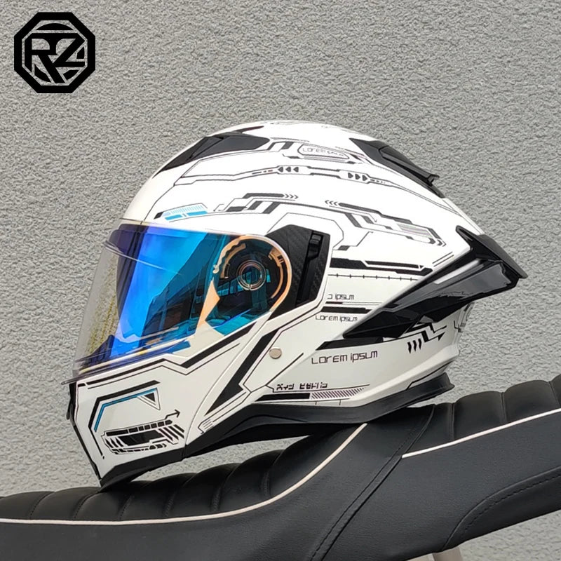 ORZ male and female adult full face motorcycle helmet modular flip helmet dual lens DOT approved racing off-road helmet