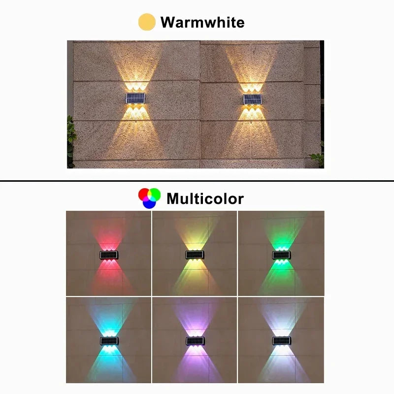 Solar LED Spotlight Outdoor Waterproof Upper Lower Lighting Porch Lights Solar Powered Streetlight for Balcony Courtyard Garden