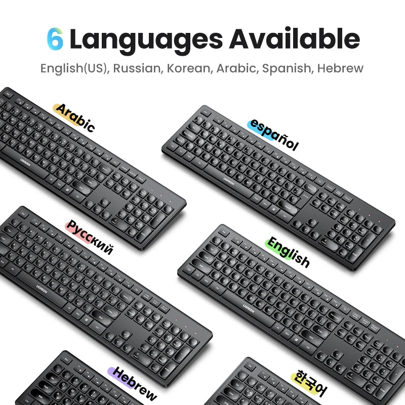 UGREEN Ultra Thin 2.4G Wireless Keyboard 104 Keys Membrane Keyboard with USB Receiver Compact Design Plug & Play for PC Laptop