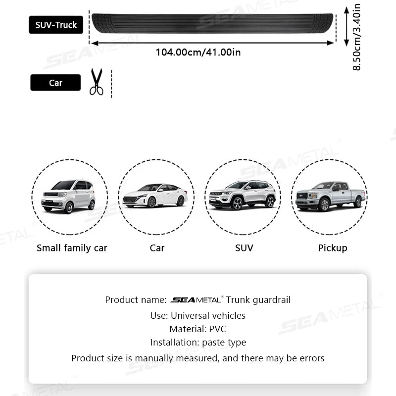 SEAMETAL Universal Rear Trunk Guard Plate Sticker Car Rear Bumper Trim Anti-Kicked Scratch Protector Sticker Strip Car Stylings