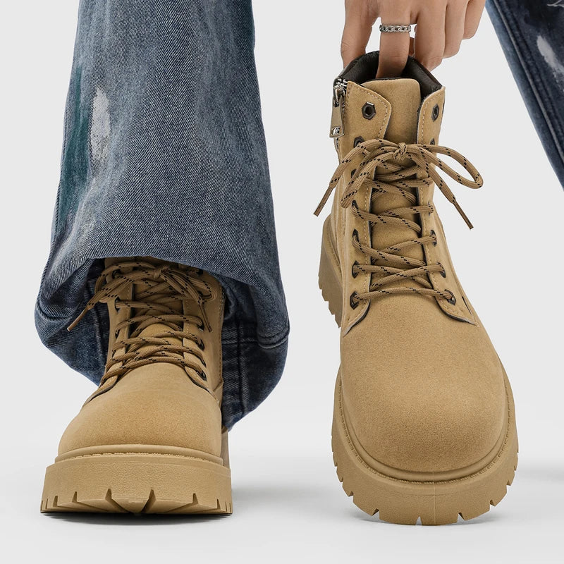 Men's high-top British retro casual boots four season thick sole non-slip comfort outdoor walking boots fashion Joker tide boots