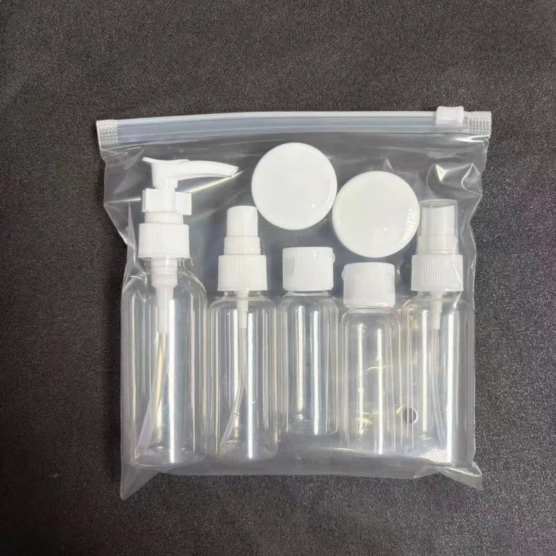 7-piece/set travel distribution bottle cosmetic storage set, portable, is a must-have item for work travel.Tourism bottling set
