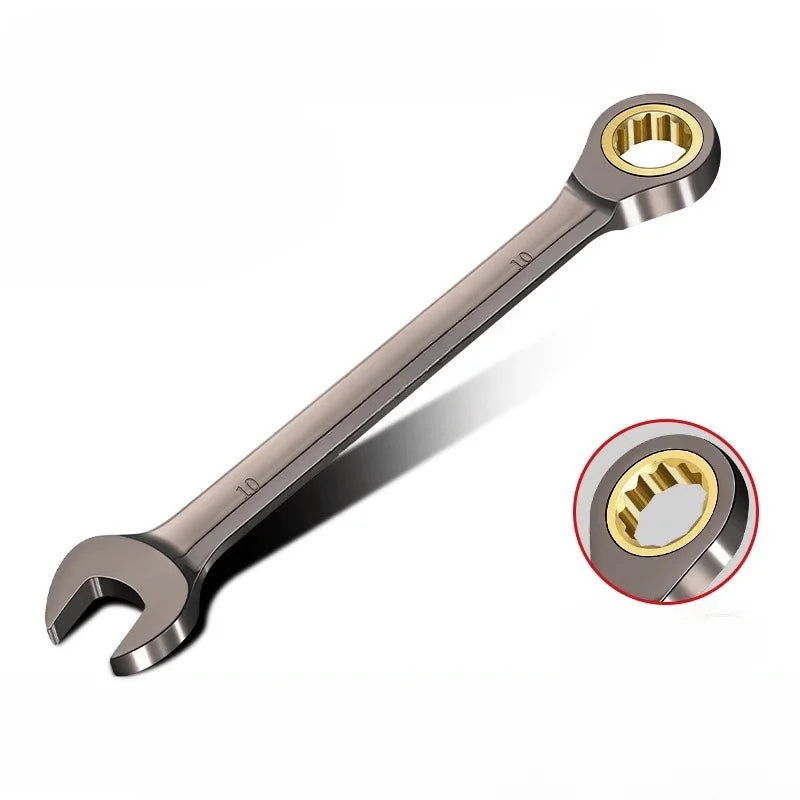 Quick release bi-directional ratchet wrench - dual head and open-end design, easy to use, durable carbon stee,Repair wrench.