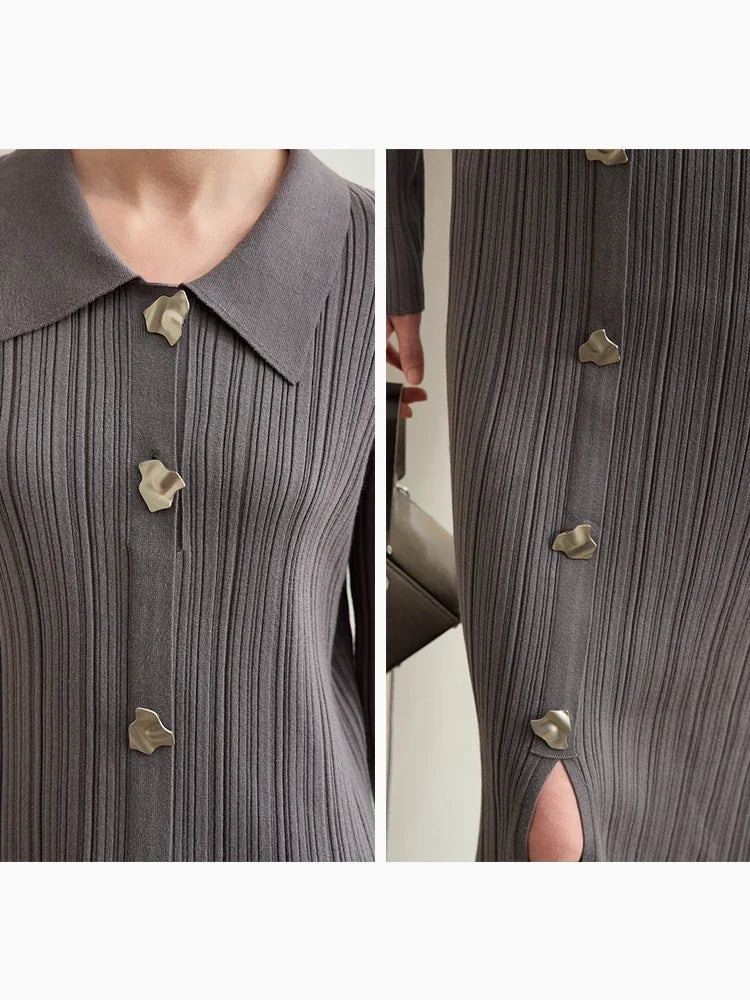 រ៉ូប Amii Minimalism Elegant Women Dress រដូវស្លឹកឈើជ្រុះឆ្នាំ ២០២៥ រ៉ូបថ្មី Retro Slim Dress សម្រាប់នារី អាវក្រៅប៉ាក់ធ្វើពីក្រណាត់រឹង 12443090