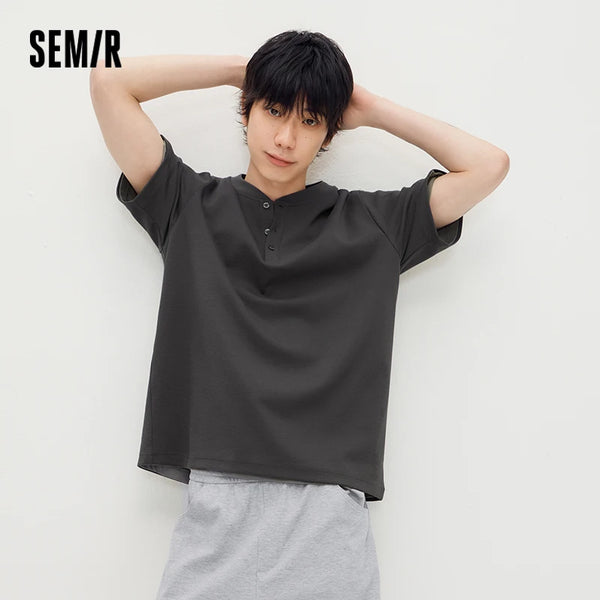 អាវយឺតបុរស Semir ក Henry ពាក់កណ្ដាលអាវ ត្រជាក់ មានអារម្មណ៍ស្រួល ស្រួលដកដង្ហើម អាវប៉ាក់រឹង រដូវក្ដៅ 2026 ធម្មតា