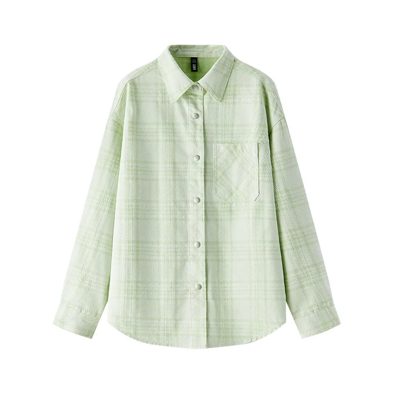 Semir Soft Shirt Women Spring 2026 Plaid Denim Loose Casual Comfortable Daily Wear Versatile Stylish Blouse