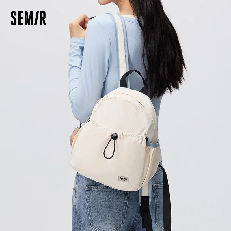 Semir Women Backpack Contrast Strap Lightweight Commuter Casual Style Daily Travel Student Carry Bag Daily Wear 2026