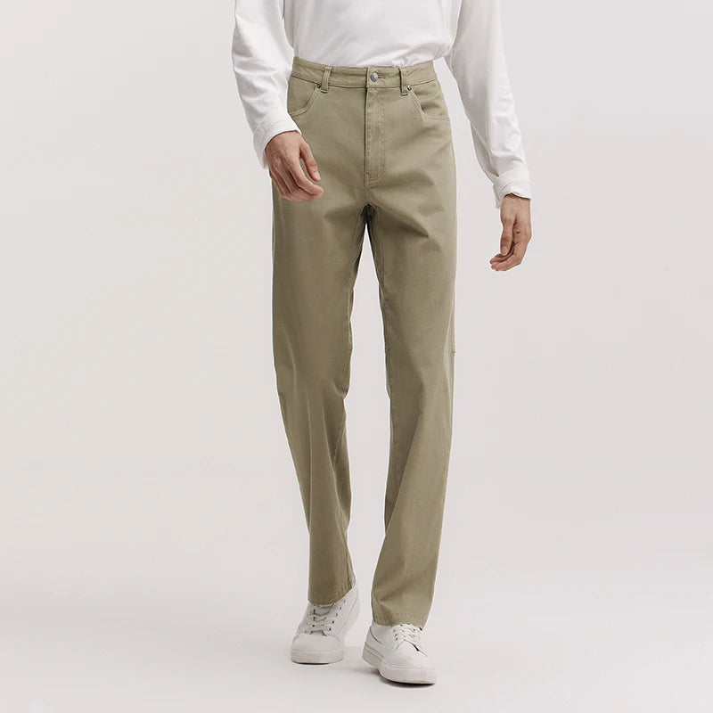 Semir Comfort Pants Men Spring Solid Color Versatile Straight Leg Minimalist Fashion Back Elastic Waist Long Trousers