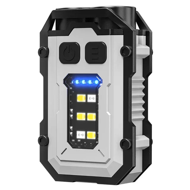 ភ្លើងសោរខ្នាតតូចចល័ត LED ពិលភ្លឺខ្លាំង ប្រភពពន្លឺពីរ សម្រាប់បោះតង់ក្រៅផ្ទះ នេសាទ ចង្កៀងពិលឧបករណ៍ពហុមុខងារ