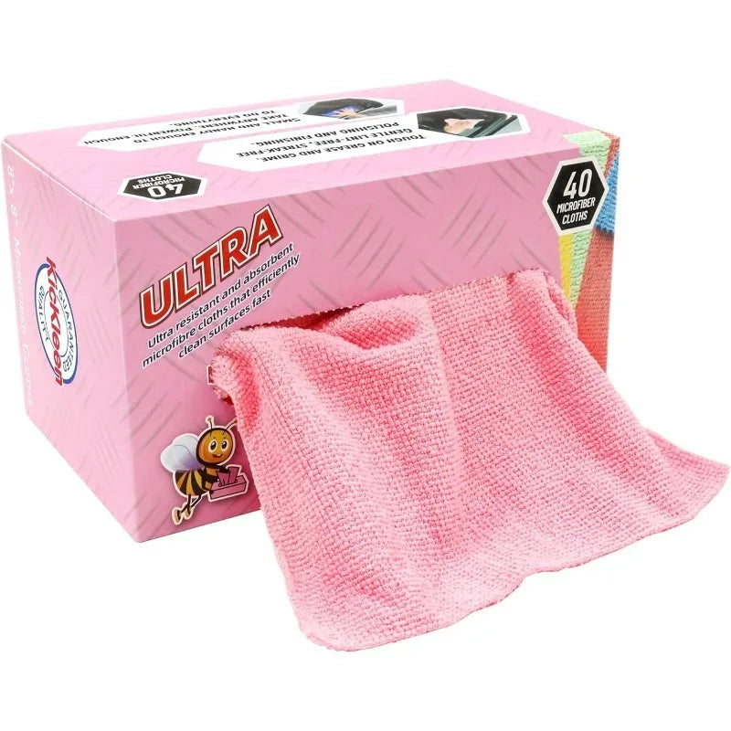 1Box/40pcs Microfiber Cleaning Cloth,Disposable Lint Free Towels, Bulk Rags in a Box for Home Kitchen and Car, 8 Inch X 8 Inch.