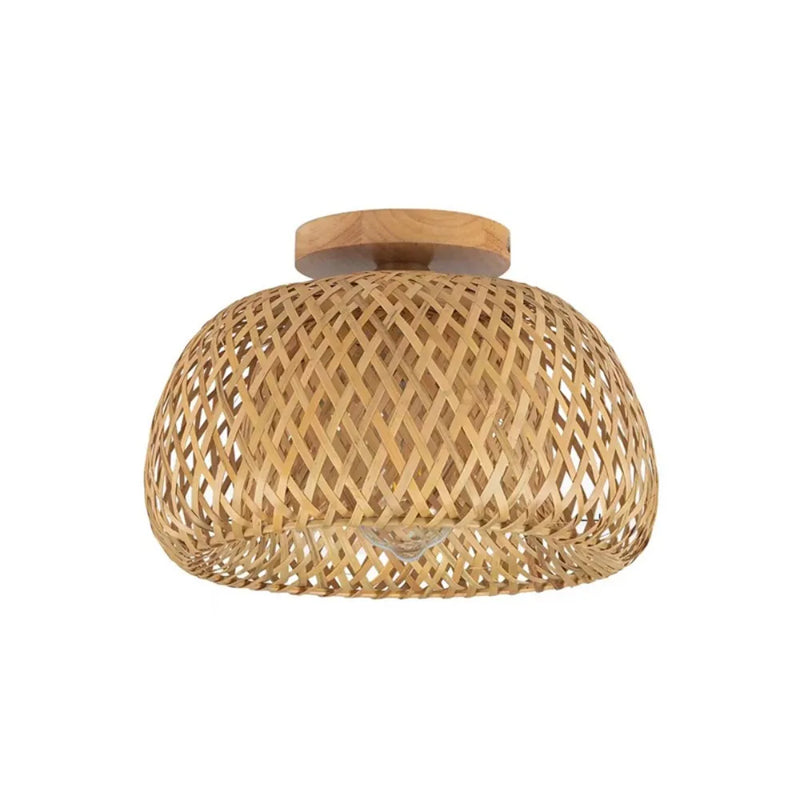 JOYINLED Rattan Ceiling Light Pendant Lamp Shade Chinese Style Circular Handmade Retro Light Fixture Living Room Restaurant