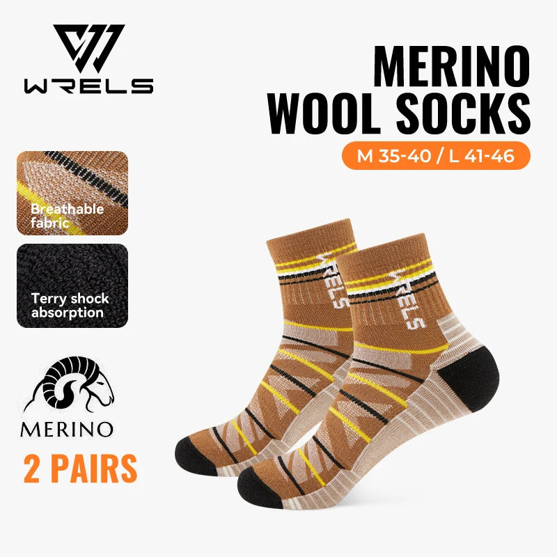 WRELS 1/2/3pairs Merino Wool Socks Warm Thermal Hiking Socks Cushion Sweat Wicking Breathable Compression Merino Wool Socks