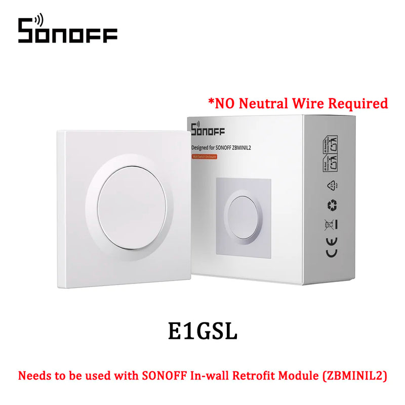 SONOFF E1GSL Wall Switch Enclosure No Neutral Wire Required Ultra-Slim PC Material Clip-on Installation Enclosure For ZBMINIL2