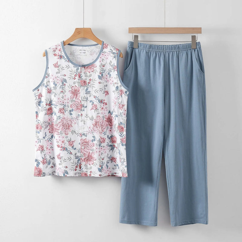 ឈុតគេងសម្រាប់នារី XL-6XL បោះពុម្ពកប្បាស ធម្មតា គេងទំហំធំ សម្លៀកបំពាក់នៅផ្ទះ ស្តើង គេងរដូវក្តៅ គេងសម្រាប់នារី ស្លៀកក្នុងបន្ទប់