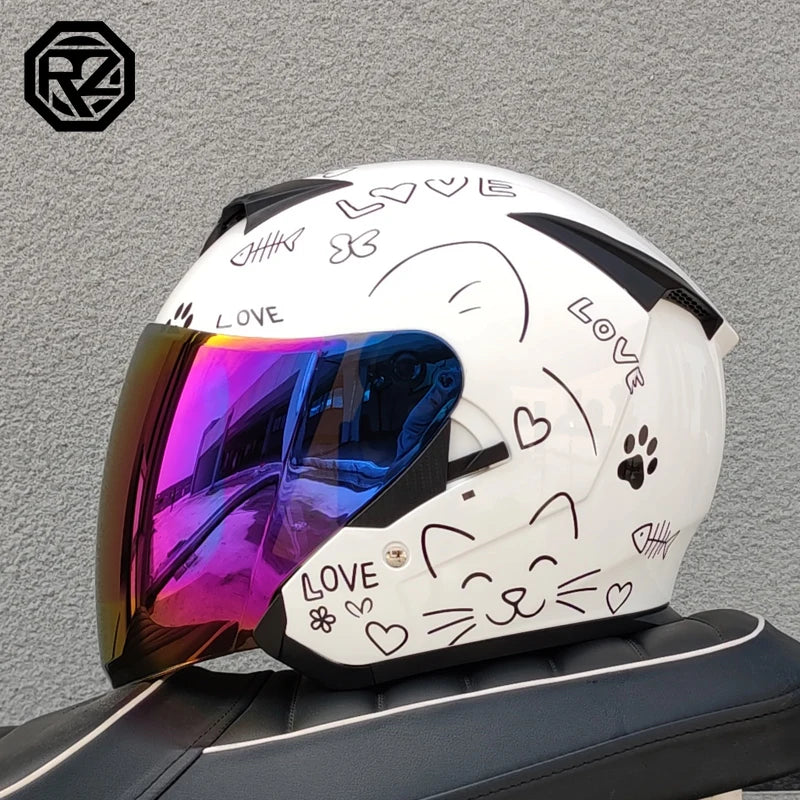 ORZ Motorcycle Vintage Half Helmet Summer Breathable Men Women Electric Jet Scooter Open Face Helmets capacetes de moto DOT