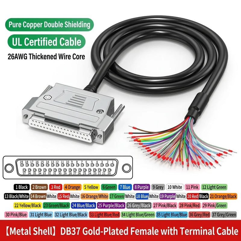 DIVEDEER DB9 DB15 DB25 Serial Cables Single-Ended RS232 Connector Wires with 9-Pin Terminal Blocks