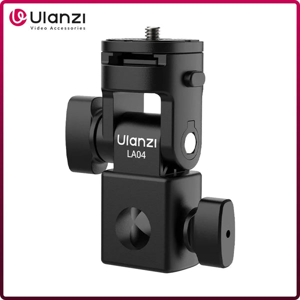 Ulanzi LA04 Universal Light Stand Adapter ជាមួយជើងទ្រ Cold Shoe ទំហំ 1/4" សម្រាប់ជើងទ្រទូរសព្ទ កាមេរ៉ា DSLR ភ្លើង LED ផ្អៀង 180° សម្រាប់បំភ្លឺ