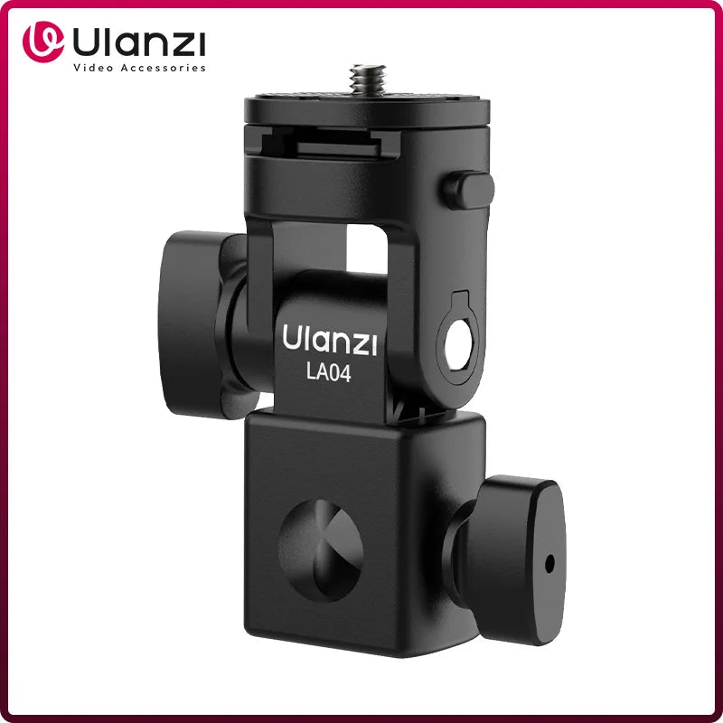 Ulanzi LA04 Universal Light Stand Adapter ជាមួយជើងទ្រ Cold Shoe ទំហំ 1/4" សម្រាប់ជើងទ្រទូរសព្ទ កាមេរ៉ា DSLR ភ្លើង LED ផ្អៀង 180° សម្រាប់បំភ្លឺ