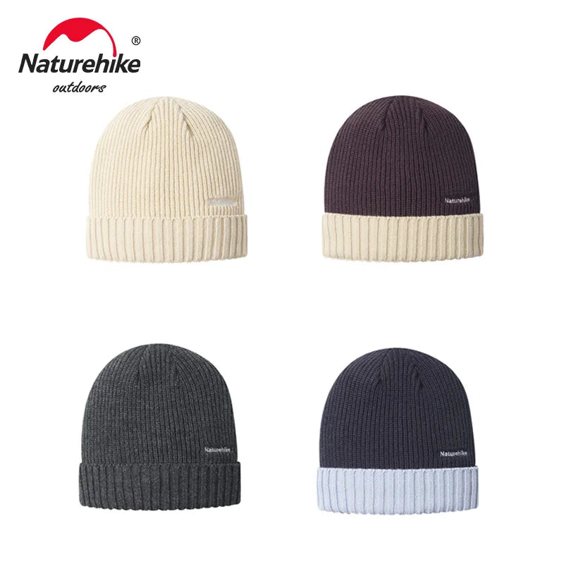Naturehike Turned-Up Wool Knitted Hat Warm Winter Outdoor Unisex Anti-static Breathable Moisture-Wicking Windproof Skiing Hat