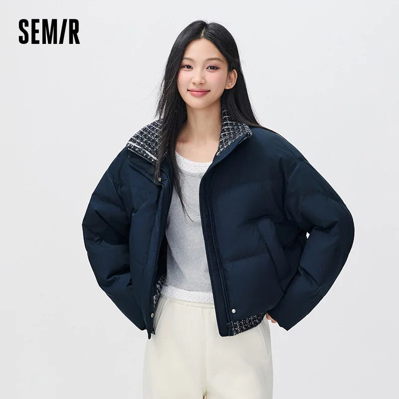 Semir Women Down Jacket Panel Design Layered Look Loose Fit 80 Percent Down Fill Versatile Modern Style 2026 New