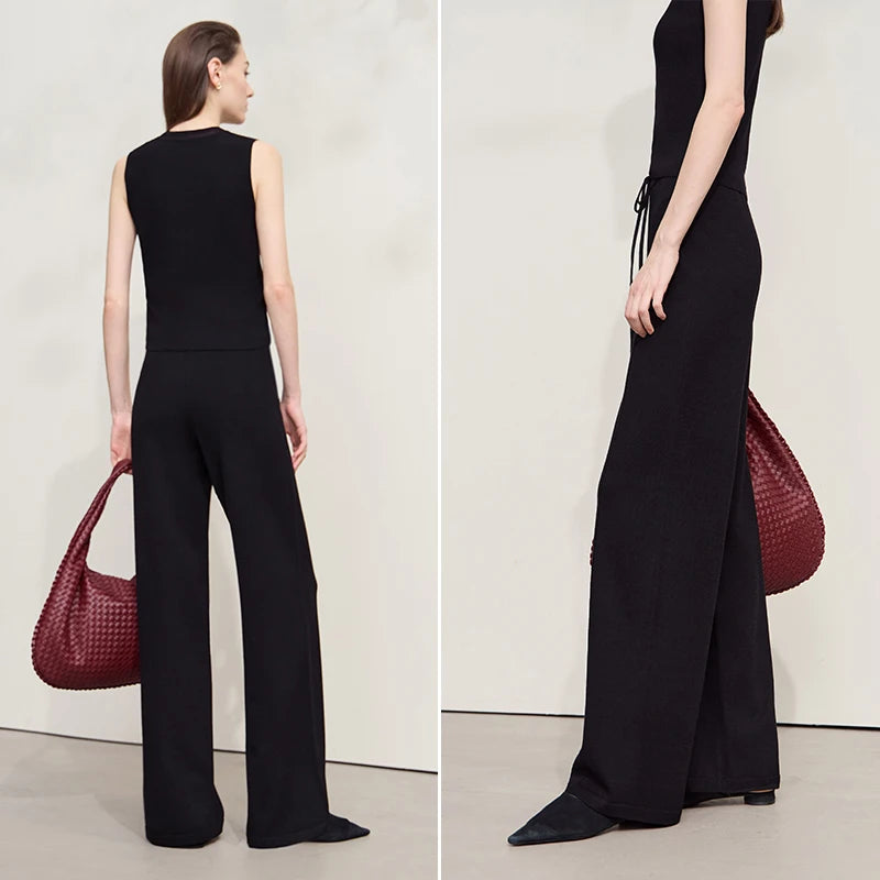 ខោ AMII សម្រាប់នារី រដូវស្លឹកឈើជ្រុះ ឆ្នាំ២០២៥ ខោជើងវែងរលុង ខោជើងវែងសម្រាប់នារី ខោប៉ាក់ធម្មតា ងាយស្រួលប្រើ 12523003