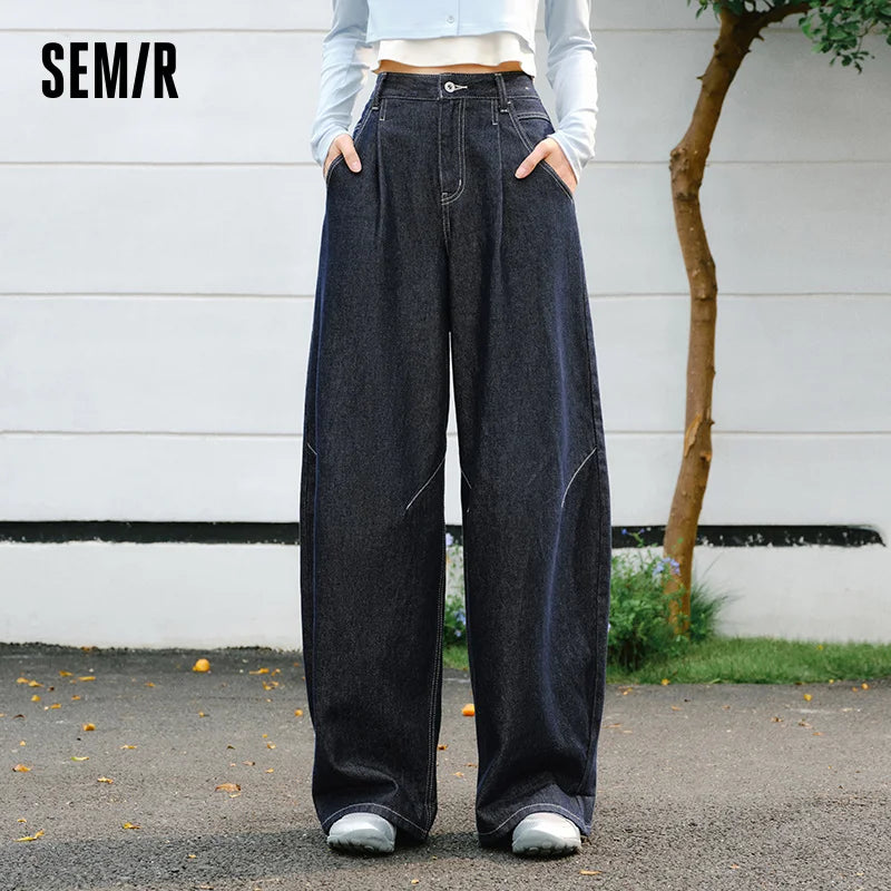 Semir Streetwear Jeans Women 2026 Spring Loose Wide Leg Fashion Style Trendy Casual Fashion Trousers