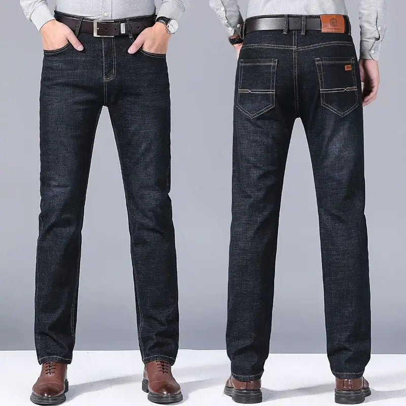 2026 Spring New Arrival Men's Black Jeans, Blue Stretch Denim Pants, Business Casual Shopping Trousers, Asian Sizes 28-40