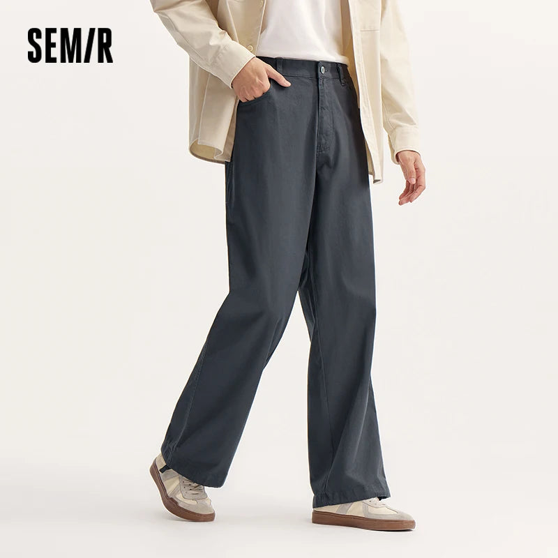 Semir Casual Pants Men Loose Straight Fit Drapey Solid Color Cotton Long Pants 2025 Summer Simple Versatile Trousers