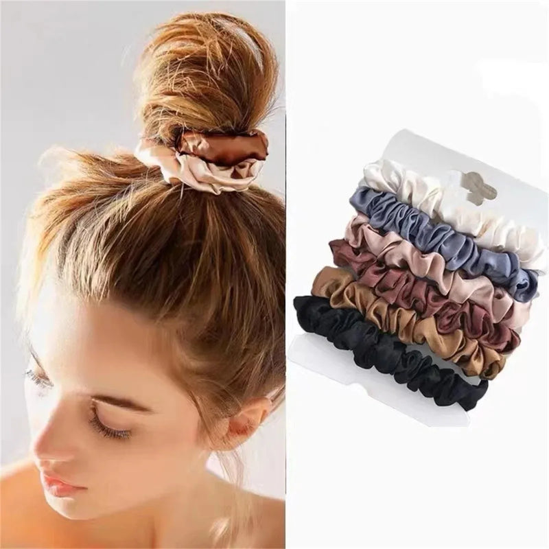6 Ins Elegant French Satin Large Intestine Hairbands Versatile Basic Hair Rope Headbands Korean Hair Accessories Headbands