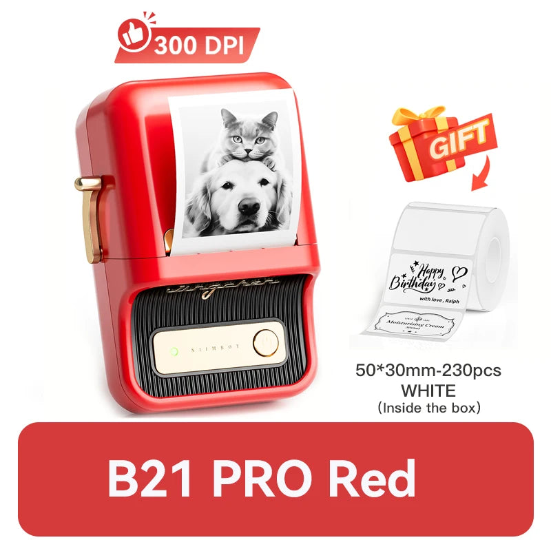 Niimbot B21 Pro 300DPI HD Printing Portable Thermal Printer Self-adhesive Label Printer Sticker Maker For Photos Receipts Note